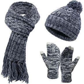 Winter Hat Scarfs & Gloves Set for Women Warm Knit Beanie Hat Long Neck Scarves Touchscreen Gloves Cold Weather Gear in Saudi Arabia