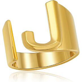 Sora Tuki Initial Ring Gold Letter Rings for Women Chunky Gold Rings for Women Adjustable Rings Initial Jewelry