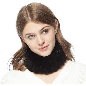 Fur Story Women Winter Knitted Rex Rabbit Neck Warmer Infinity loop Scarf Scarves For Women Ladies