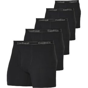 Comfneat Men's 5-Pack Bamboo Viscose Boxer Briefs Cool Feeling Underwear with Fly