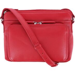 CTM® Women's Leather Shoulder Bag Purse with Side Organizer
