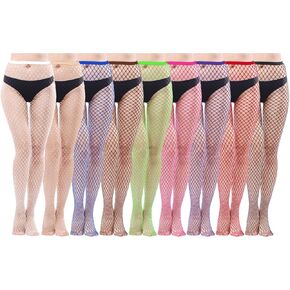 HOVEOX 9 Pairs Fishnet Stockings Fishnet Tights Patterned Fishnets Stockings Lace Patterned Tights Thigh High Pantyhose