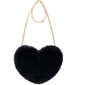 Miayon Heart Shaped Faux Fur Purse Fluffy Crossbody Bag Chain Shoulder Bag Cute Clutch Halloween Valentine's Gift Women Girls