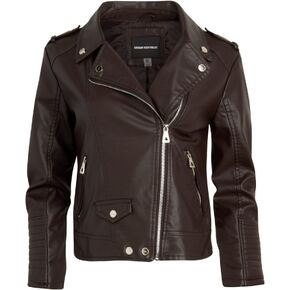 URBAN REPUBLIC Women's Leather Jackets, Faux Motorcycle Moto Biker Coat Short Lightweight Vegan Pleather Fashion