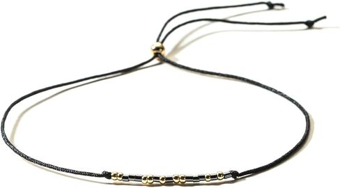 Ldurian Morse Code Bracelet Christmas Gifts - Inspirational Morse Code Bracelets for Women Ajustable string Bracelet Secret Message Friendship Gifts in Kuwait