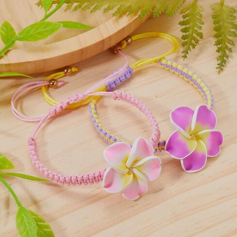 RINHOO بلوميريا فيمو نسج سوار للنساء الفتيات اليدوية حبل النسيج زهرة هاواي سوار قابل للتعديل in Kuwait