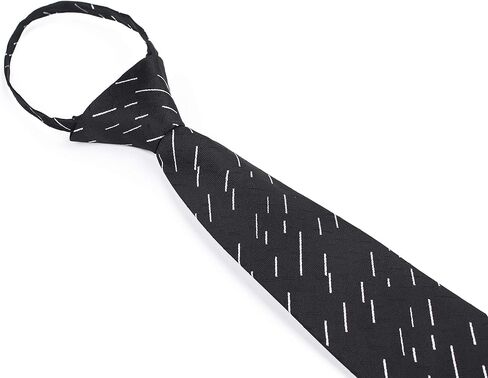 Mens Zipper Pre-tied Clip-On Tie Business Wedding Solid Checks Striped Necktie Various Design in Saudi Arabia