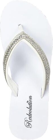 REDVOLUTION New Women's Rhinestone Sandals Platform T-Strap Jewel Sandals High Wedge Flip Flops in Saudi Arabia