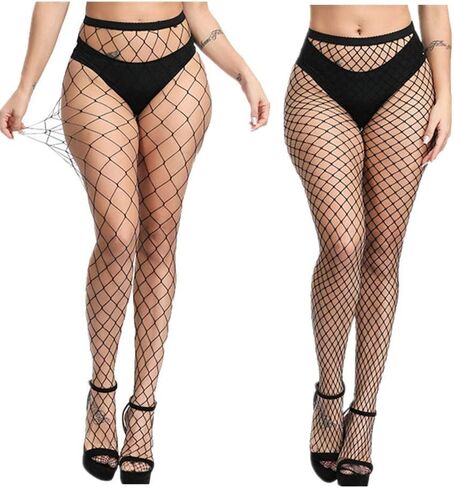 DOIAESKV Plus Size Womens Sexy Lace Patterned Tights Fishnet Floral Stockings High Waist Pantyhose for Girls Ladies 4 Pairs in Kuwait