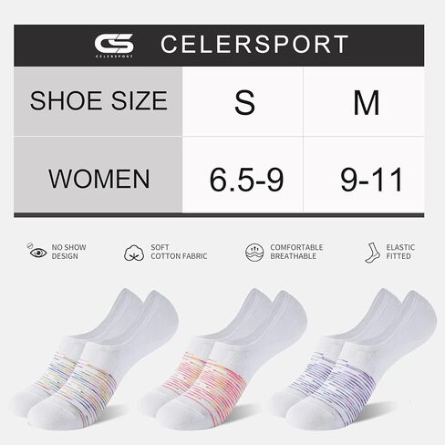 CS CELERSPORT 8 عبوات من الجوارب النسائية بدون عرض مقاس 6-9/9-11 in Kuwait