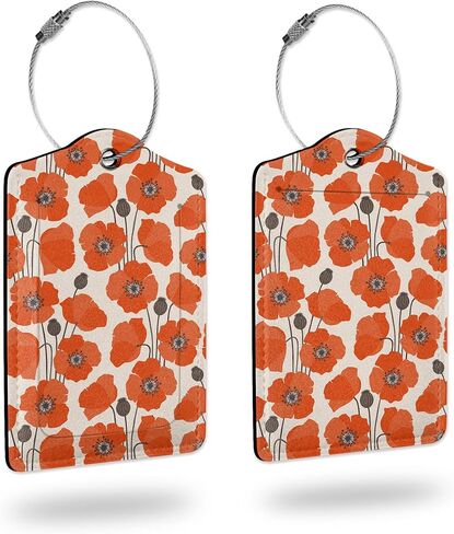 Luggage Tags for suitcases,2 Pack Abstract Pink Flower Luggage Tag,Leather Stainless Steel Loop Label Tag for Women Men Girls Travel Bag Suitcase in Kuwait