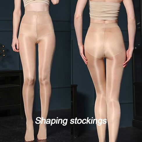 HTRUIYA Women's Oil Shiny Shaping Pantyhose High Stretch Dance Tights High Waist Sheer Stockings Plus Size 60D in Saudi Arabia