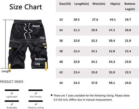 Vcansion Men's Casual Cotton Loose Fit Lightweight Multi-Pockets Cargo Shorts in Kuwait