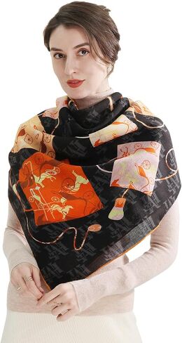 وشاح نسائي من الصوف 100% من Xinmurffy شالات وأغطية الباشمينا شتوية دافئة مربعة كبيرة أوشحة ملفوفة in Saudi Arabia