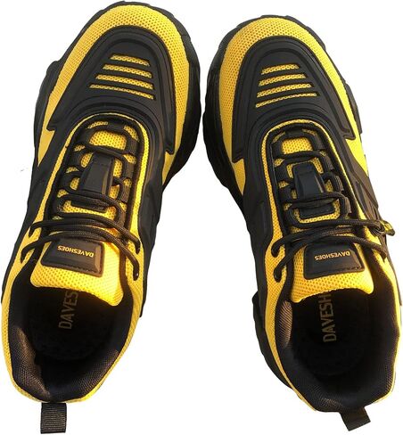 DAVESHOES Mamba 24 Mens Wide Walking Shoes Height Increasing Luxury Mech Sneakers with Latex Insoles Mens Platform Shoes Hiptop Black Running Sport Shoes Male in Saudi Arabia