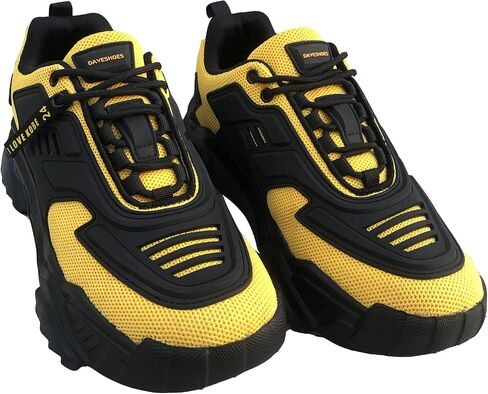 DAVESHOES Mamba 24 Mens Wide Walking Shoes Height Increasing Luxury Mech Sneakers with Latex Insoles Mens Platform Shoes Hiptop Black Running Sport Shoes Male in Saudi Arabia