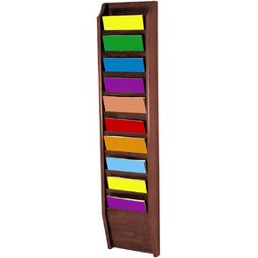 Wooden Mallet 10-Pocket Cascade Magazine Rack, Mahogany