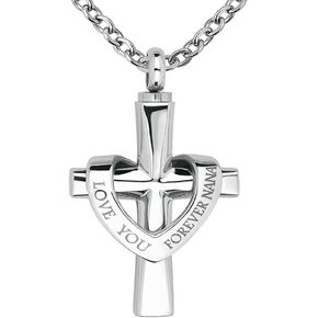 LuxglitterLin Religious Cross I Love You Forever Cremation Jewelry Urn Necklace for Dad Mom Papa Ashes Memorial Keepsake Pendant in Saudi Arabia