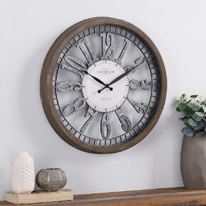 FirsTime & Co. Whitmore Clock, Plastic, Farmhouse & Rustic Style, 20 x 2 x 20 inches, Brown in Saudi Arabia