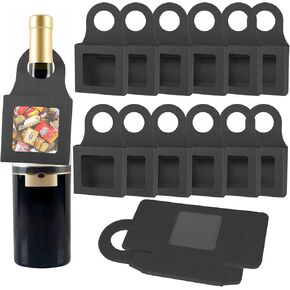 30 صندوقًا من ورق الكرافت لزجاجات النبيذ مع نافذة معلقة صناديق النبيذ القابلة للطي للهدايا زجاجات النبيذ الفارغة لتزيين صندوق شماعات الزجاجات (أسود، 3.5 × 3.5 × 1.2 بوصة) in Kuwait