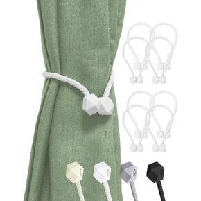 8 Pack Magnetic Drapery Tiebacks for Curtains, OySeyFo Drapery Holdbacks with New Upgraded Magnet Convenient Window Curtain Tiebacks European Style Decorative Curtain Ties for Home&Office (White) in Saudi Arabia