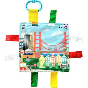 Baby Jack & Co 8x8" Learning Lovey San Francisco California Tag Toys for Babies - Baby Crinkle Toys - Soft & Safe - Learn USA Cities and Shapes - Ideal Baby Toy & Gift BPA Free w/ Stroller Clip in Saudi Arabia