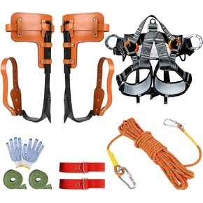 WMLBK Tree Climbing Spikes 1 Pair Alloy Steel Pole Climbing Spurs Tool 2 Adjustable Gears Climbing Set Cow Leather Straps with Non-Slip Pedal For Climbers, Logging, Hunting Observation & Fruit Picking in Kuwait