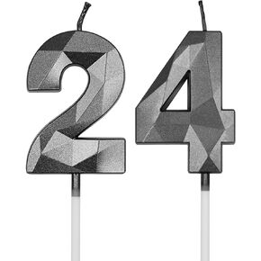 شموع عيد الميلاد الرابع والعشرون والثاني والأربعون للكيك، رقم ذهبي 24 42 شمعة ثلاثية الأبعاد على شكل ماسي لتزيين أعياد الميلاد لوازم الحفلات للنساء أو الرجال in Kuwait
