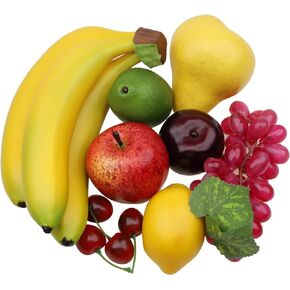 Gresorth Artificial Lifelike Apple Brin Banana Grape Lemon Pear Fake Fruit Toy Home Christmas Party Decoration - 8 Fruits in Saudi Arabia