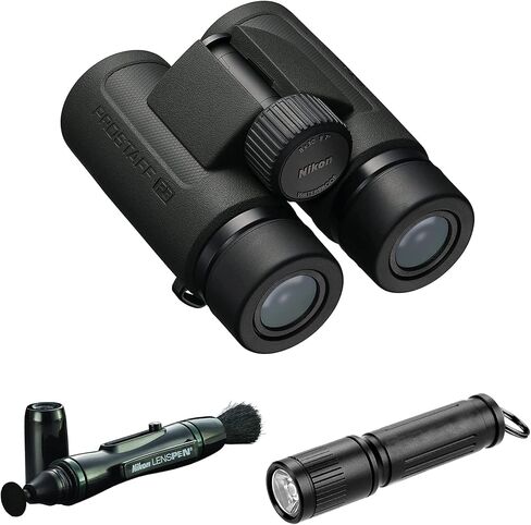 Nikon PROSTAFF P3 10x30 Waterproof Binocular for Adults | Small & Compact Travel Binoculars for Bird Watching | Lens Pen Cleaning System, & Flashlight Bundle Set in Saudi Arabia