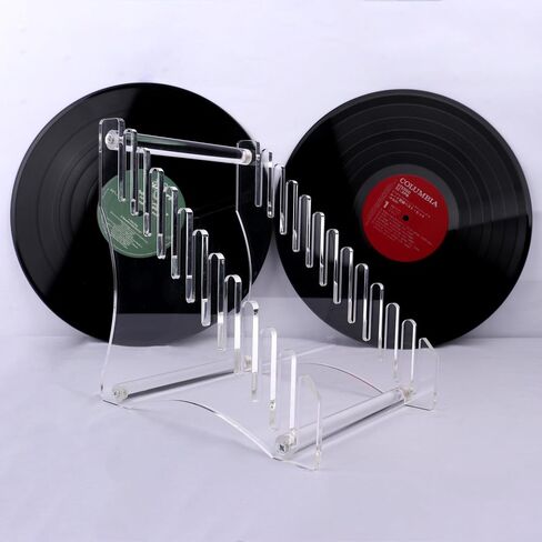 WLSANX Vinyl Record Holder Vinyl Record Storage Rack Versatile Vinyl Record Acrylic Storage Rack, Tailor-made Storage Solution for 12 Albums(Black 1pc) in Kuwait