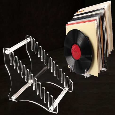 WLSANX Vinyl Record Holder Vinyl Record Storage Rack Versatile Vinyl Record Acrylic Storage Rack, Tailor-made Storage Solution for 12 Albums(Black 1pc) in Kuwait