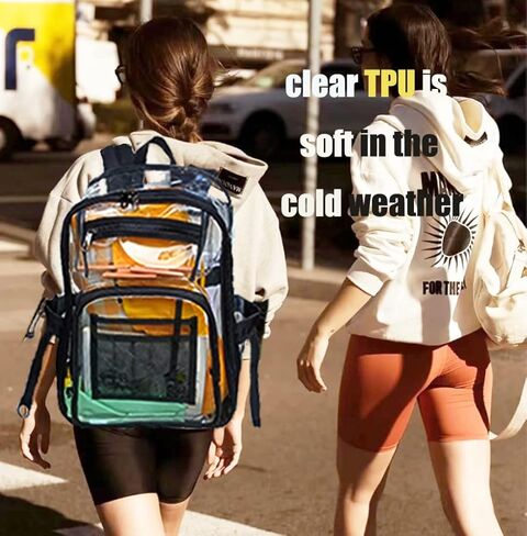 Heavy Duty Clear Backpack Heavy Duty Clear Bookbags School Stadium Approved TPU Transparent Bag for Work Security Sports XL in Kuwait