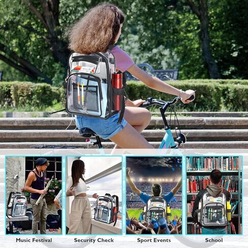 Heavy Duty Clear Backpack Heavy Duty Clear Bookbags School Stadium Approved TPU Transparent Bag for Work Security Sports XL in Kuwait