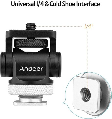 HUNYA 360° Rotatable Camera Monitor Cold Shoe Mount Adapter Head with 1/4-inch Interface Allen Wrench for Monitor LED Light Microphone Expansion Mounting in Saudi Arabia