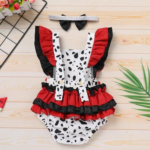 ODASDO Newborn Infant Baby Girl Deer Cow Printed Romper Ruffle Sleeveless Bodysuit with Bowknot Headband 2pcs Set in Saudi Arabia