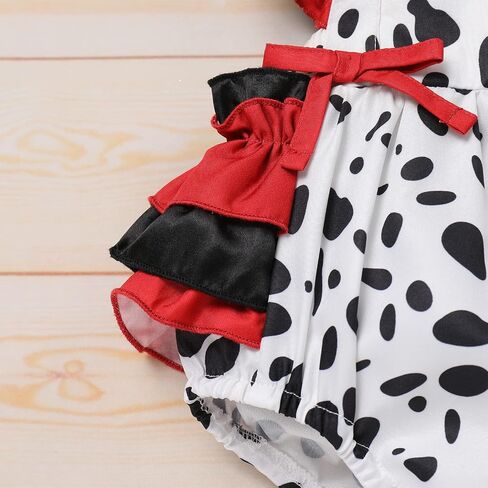 ODASDO Newborn Infant Baby Girl Deer Cow Printed Romper Ruffle Sleeveless Bodysuit with Bowknot Headband 2pcs Set in Saudi Arabia