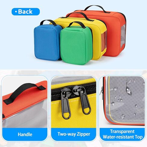 Rexmica 4-piece Toy Storage Organizer Bag Compatible with Lego Bricks, Travel Organizer Case for Building Blocks, Car Toy, Dolls, Crafts, Magnetic Tiles, Blocks Toy Storage Bag with Visible Top in Saudi Arabia