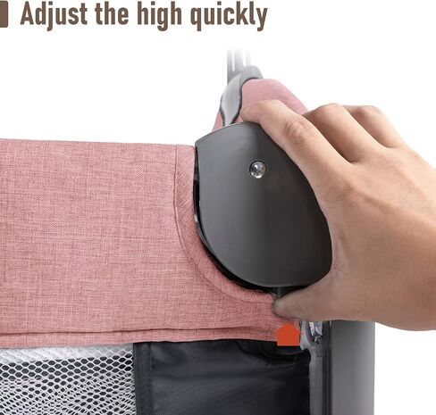 سرير أطفال 5 في 1، أسرة بجانب السرير، حزمة واللعب مع سرير وطاولة تغيير الحفاضات، روضة أطفال محمولة للسفر مع ألعاب وصندوق موسيقى، مرتبة للبنات والرضع حديثي الولادة (وردي) in Kuwait