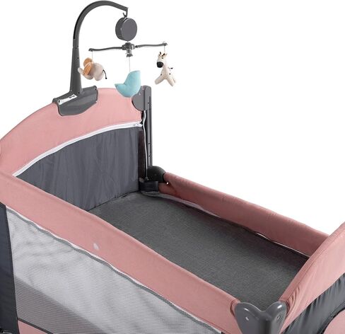 سرير أطفال 5 في 1، أسرة بجانب السرير، حزمة واللعب مع سرير وطاولة تغيير الحفاضات، روضة أطفال محمولة للسفر مع ألعاب وصندوق موسيقى، مرتبة للبنات والرضع حديثي الولادة (وردي) in Kuwait