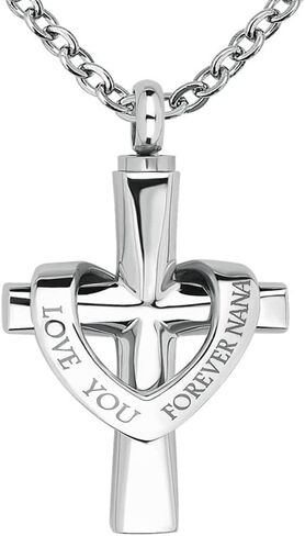 LuxglitterLin Religious Cross I Love You Forever Cremation Jewelry Urn Necklace for Dad Mom Papa Ashes Memorial Keepsake Pendant in Saudi Arabia