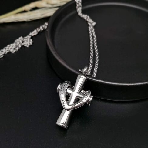 LuxglitterLin Religious Cross I Love You Forever Cremation Jewelry Urn Necklace for Dad Mom Papa Ashes Memorial Keepsake Pendant in Saudi Arabia