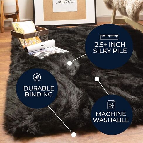 Super Area Rugs Ultra Soft & Fluffy Faux Sheepskin Rug, Gray 2 x 3 Feet Carpet for Bedroom Living Room in Saudi Arabia