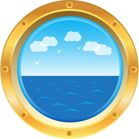 ملصقات Outus Cruise Ship Porthole لتزيين الرحلات البحرية ملصقات بحرية لحائط نافذة باب غرفة عيد الميلاد كرنفال كروز ديكورات الحفلات البحرية (4 قطع) in Saudi Arabia