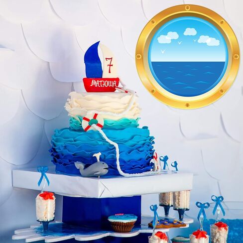 ملصقات Outus Cruise Ship Porthole لتزيين الرحلات البحرية ملصقات بحرية لحائط نافذة باب غرفة عيد الميلاد كرنفال كروز ديكورات الحفلات البحرية (4 قطع) in Saudi Arabia