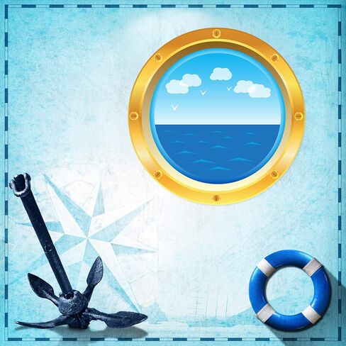ملصقات Outus Cruise Ship Porthole لتزيين الرحلات البحرية ملصقات بحرية لحائط نافذة باب غرفة عيد الميلاد كرنفال كروز ديكورات الحفلات البحرية (4 قطع) in Saudi Arabia