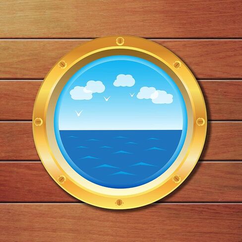 ملصقات Outus Cruise Ship Porthole لتزيين الرحلات البحرية ملصقات بحرية لحائط نافذة باب غرفة عيد الميلاد كرنفال كروز ديكورات الحفلات البحرية (4 قطع) in Saudi Arabia