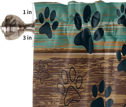 Farm Teal Wood Board Curtains Tiers and Valances 3 Piece Set,Dog Paws Rod Pocket Kitchen Valances,Window Curtain for Bedroom Living Room,Rustic Farmhouse Plank Short Curtains Window Treatment in Kuwait