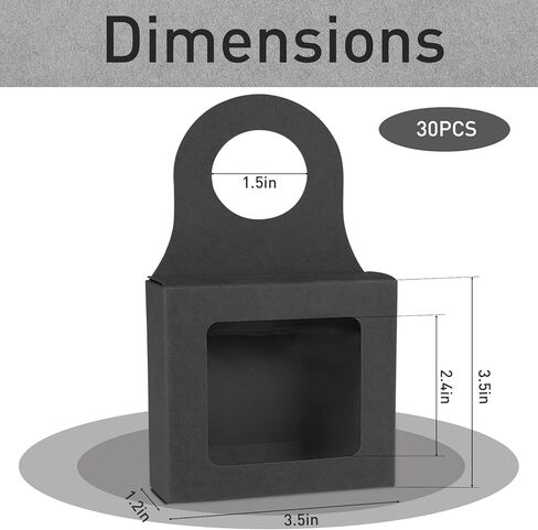 30 صندوقًا من ورق الكرافت لزجاجات النبيذ مع نافذة معلقة صناديق النبيذ القابلة للطي للهدايا زجاجات النبيذ الفارغة لتزيين صندوق شماعات الزجاجات (أسود، 3.5 × 3.5 × 1.2 بوصة) in Kuwait