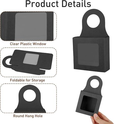 30 صندوقًا من ورق الكرافت لزجاجات النبيذ مع نافذة معلقة صناديق النبيذ القابلة للطي للهدايا زجاجات النبيذ الفارغة لتزيين صندوق شماعات الزجاجات (أسود، 3.5 × 3.5 × 1.2 بوصة) in Kuwait